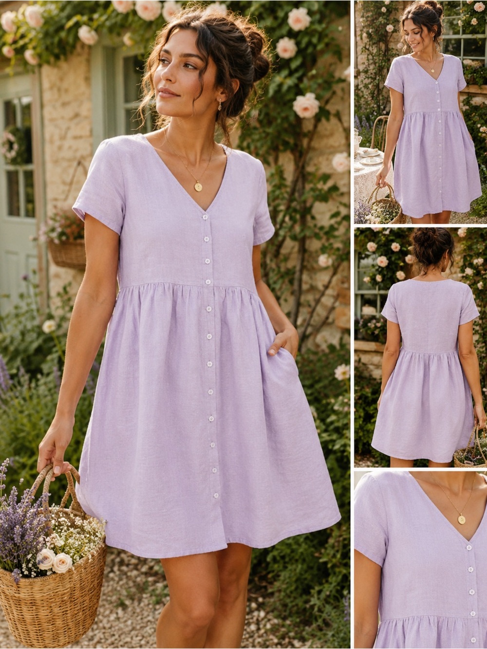 NWOT Madewell Alexandra Lilac Linen Blend Button Front Mini Dress XL